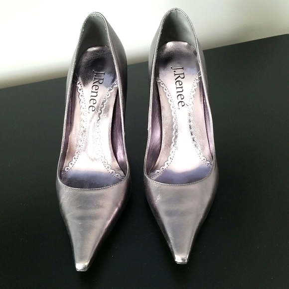 Pewter leather 3.5" Heels - Picture 1 of 5